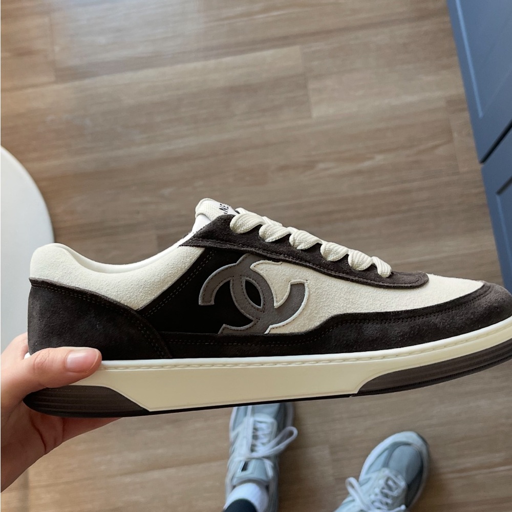 Chanel Cream and Brown Sneakers